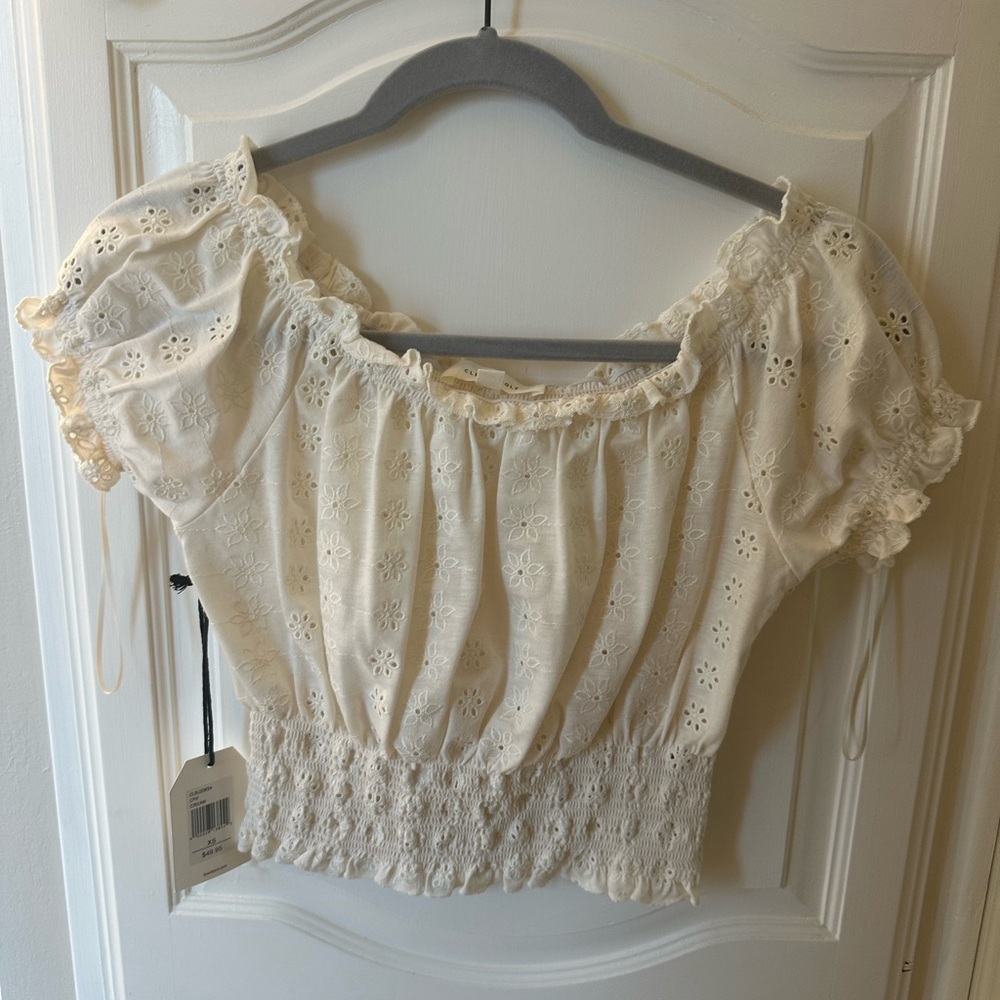 Elegant Cream Eyelet top never worn
